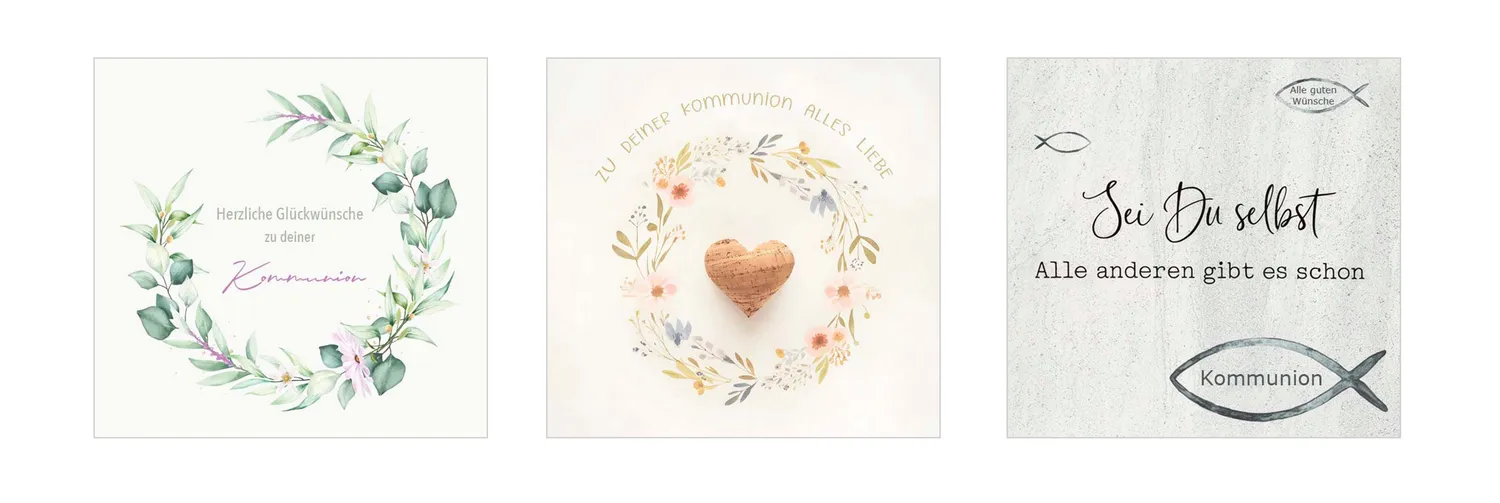Edition Seidel Premium 33006 communiekaarten vierkant set 9 met envelop