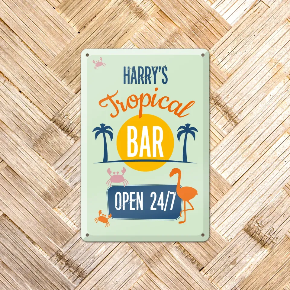 Gozi Tropical Bar metalen bord 20x30cm zomer