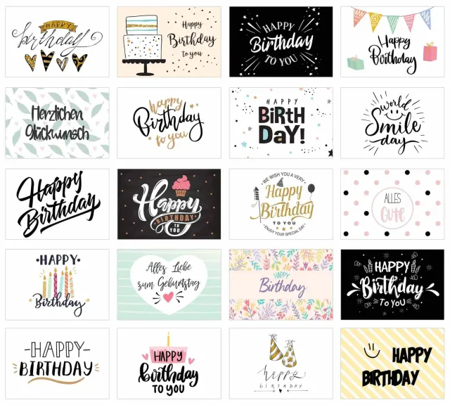 Edition Seidel 21220 verjaardagskaarten 20 stuks postkaarten set