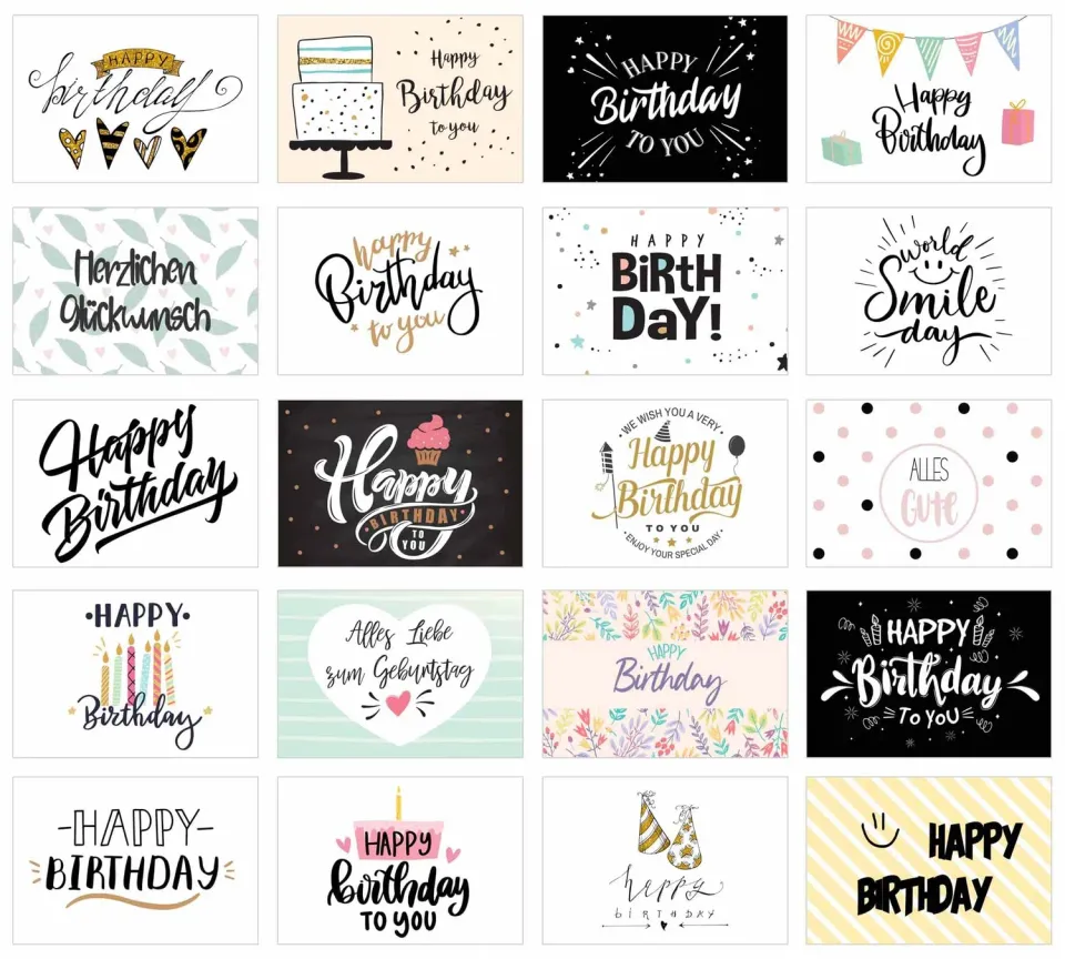Edition Seidel 21220 verjaardagskaarten 20 stuks postkaarten set