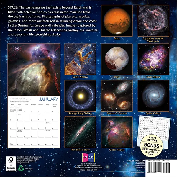 Sellers Publishing Destination Space 2027 wandkalender heelal