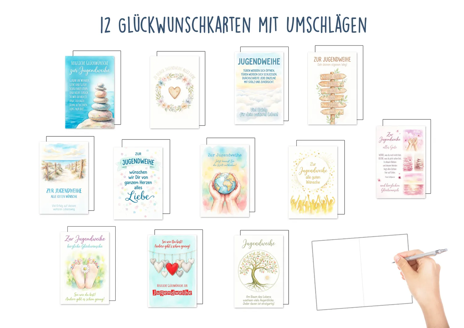 Edition Seidel 33000 jeugdwijding kaarten 12 stuks met envelop