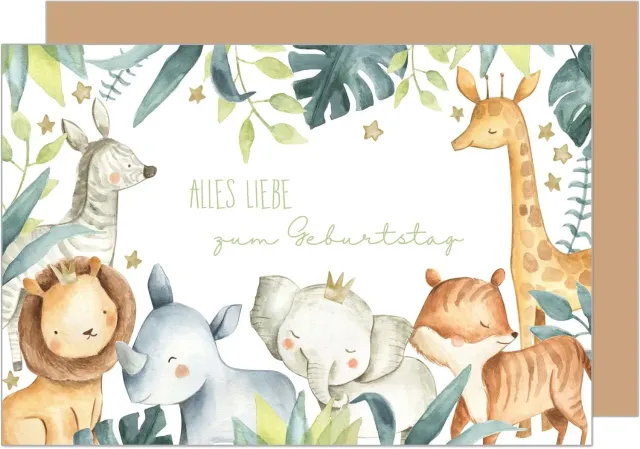 Edition Seidel G3516 verjaardagskaart kinderdieren met envelop
