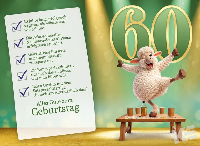 Kurt Eulzer 52-1260 verjaardagskaart 60 jaar goud humor