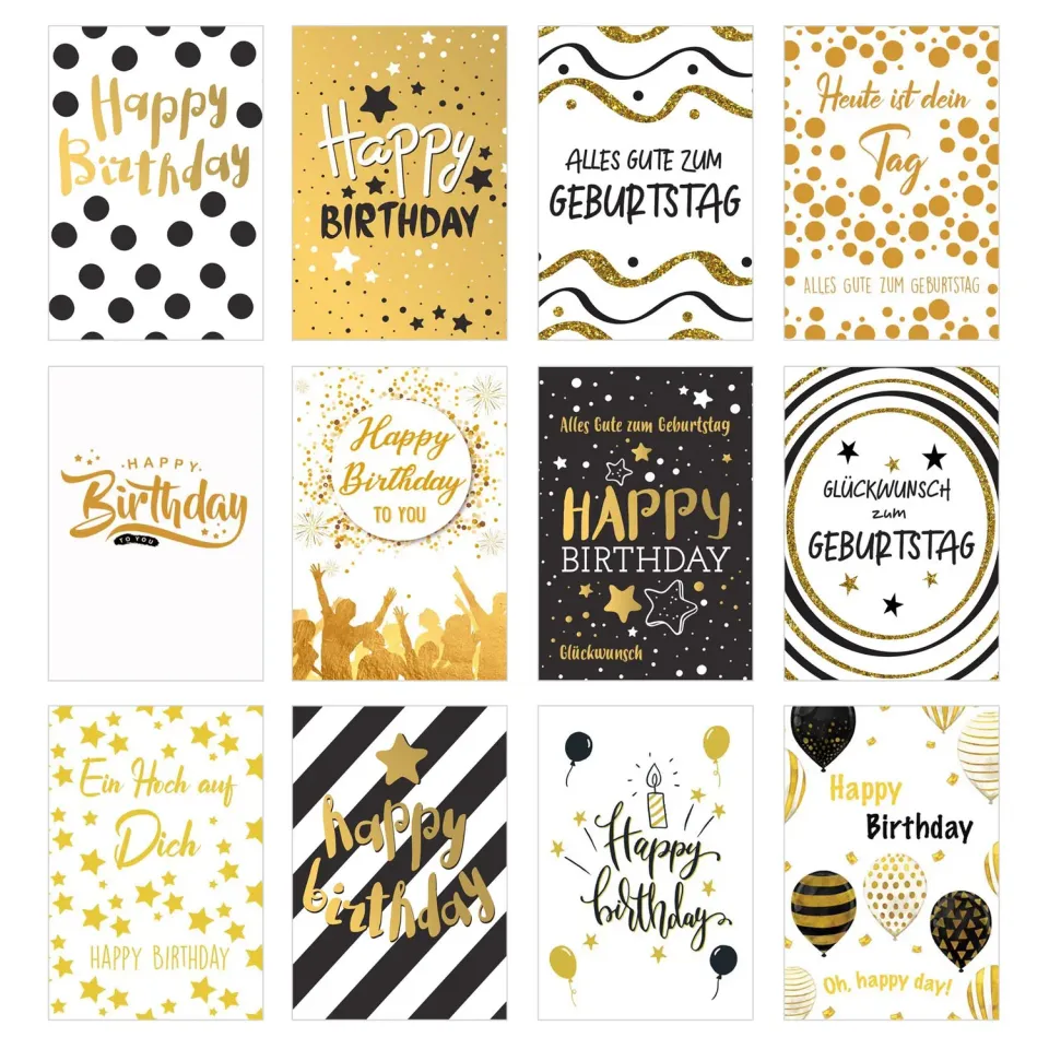 Edition Seidel 20537 verjaardagskaarten 12 stuks met envelop