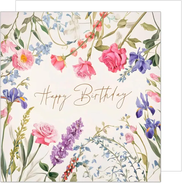 Edition Seidel GQ324 verjaardagskaart vierkant bloemen envelop