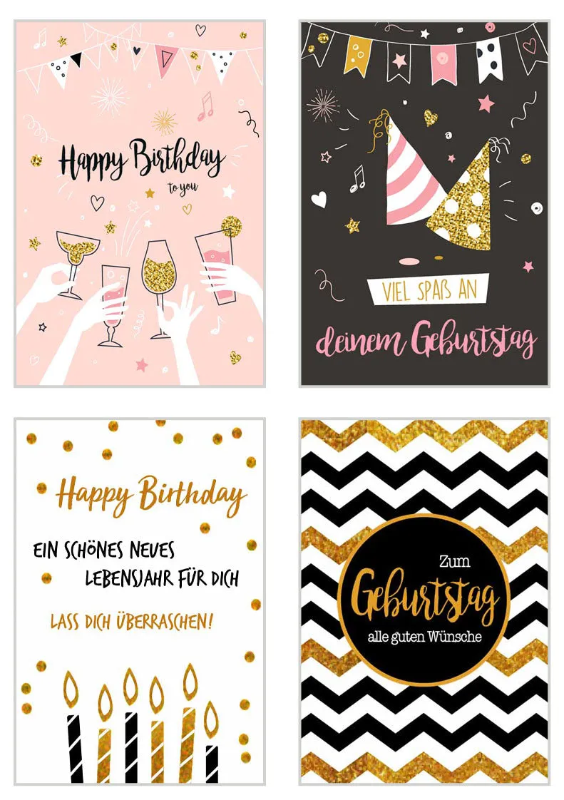 Edition Seidel 20322 verjaardagskaarten set 20 met envelop goud