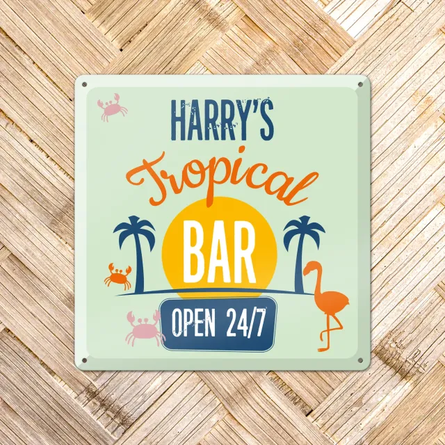 Gozi Tropical Bar metalen bord 30x30cm persoonlijk