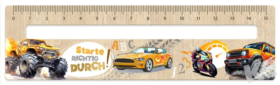 Kurt Eulzer 01-0392 houten liniaal 15 cm auto's