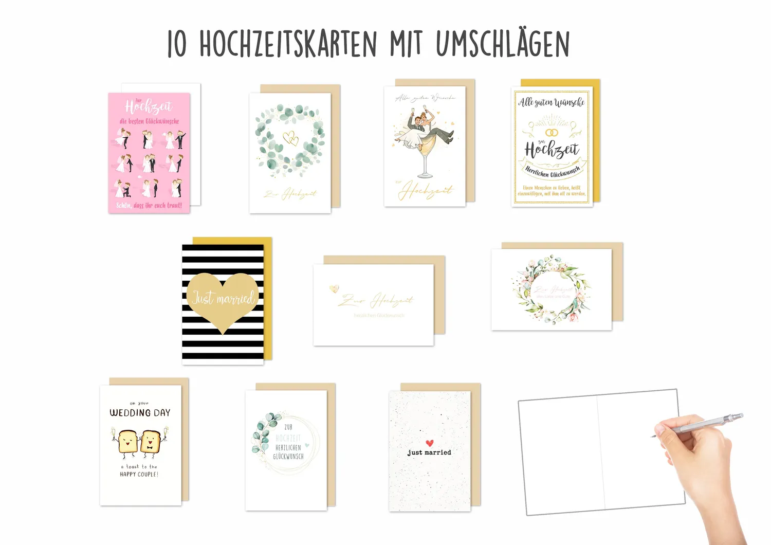 Edition Seidel set 10 huwelijkskaarten 20191 met enveloppen