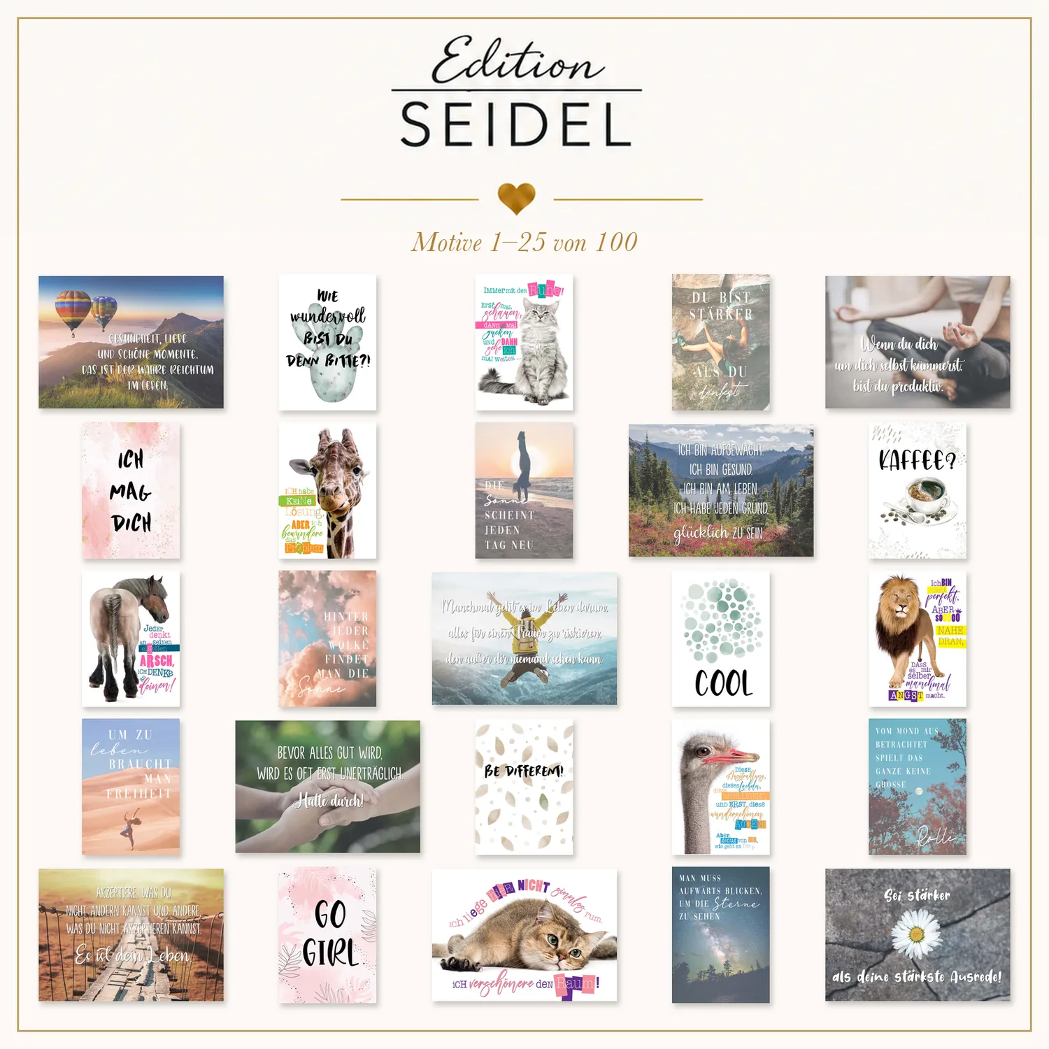 Edition Seidel spreuk postkaarten 36706 set 100 stuks mat