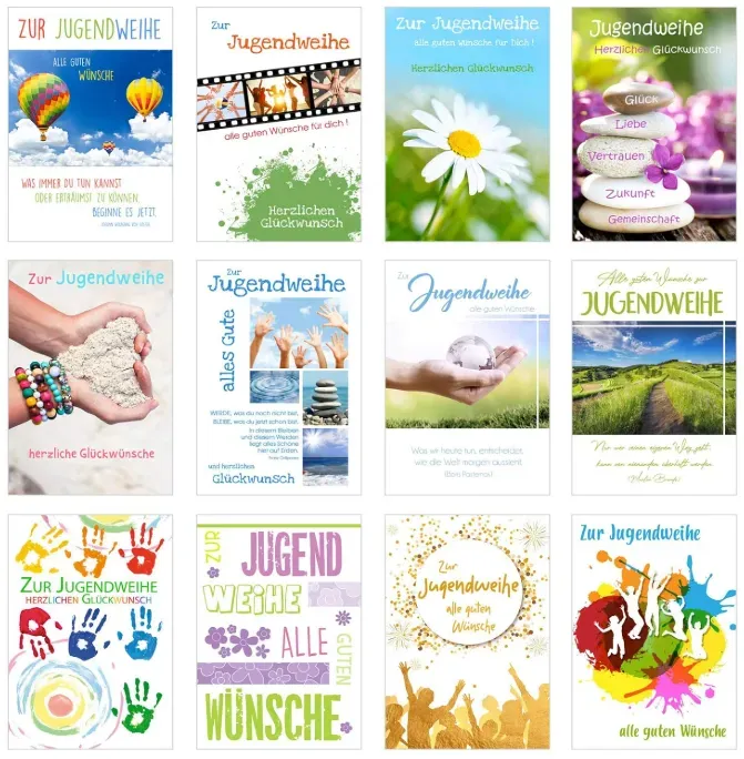 Edition Seidel 20525 jeugdwijding kaarten set 12 stuks mix