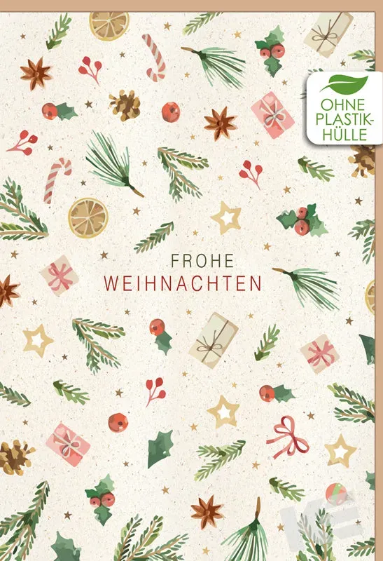 Kurt Eulzer 22-1564 kerstkaart Green Christmas gefigureerd