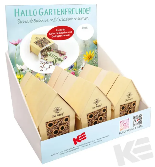 Kurt Eulzer 01-0932 display bijenhuisjes hout 15 stuks wildbloemen