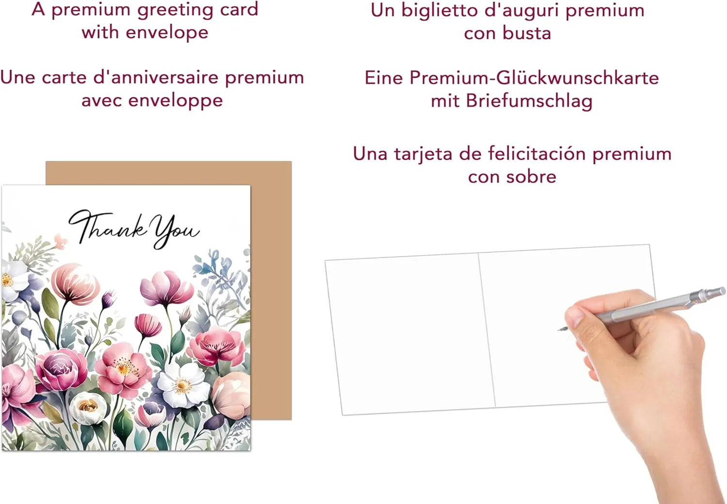 Edition Seidel Premium bedankkaart DQ100 bloemen vierkant