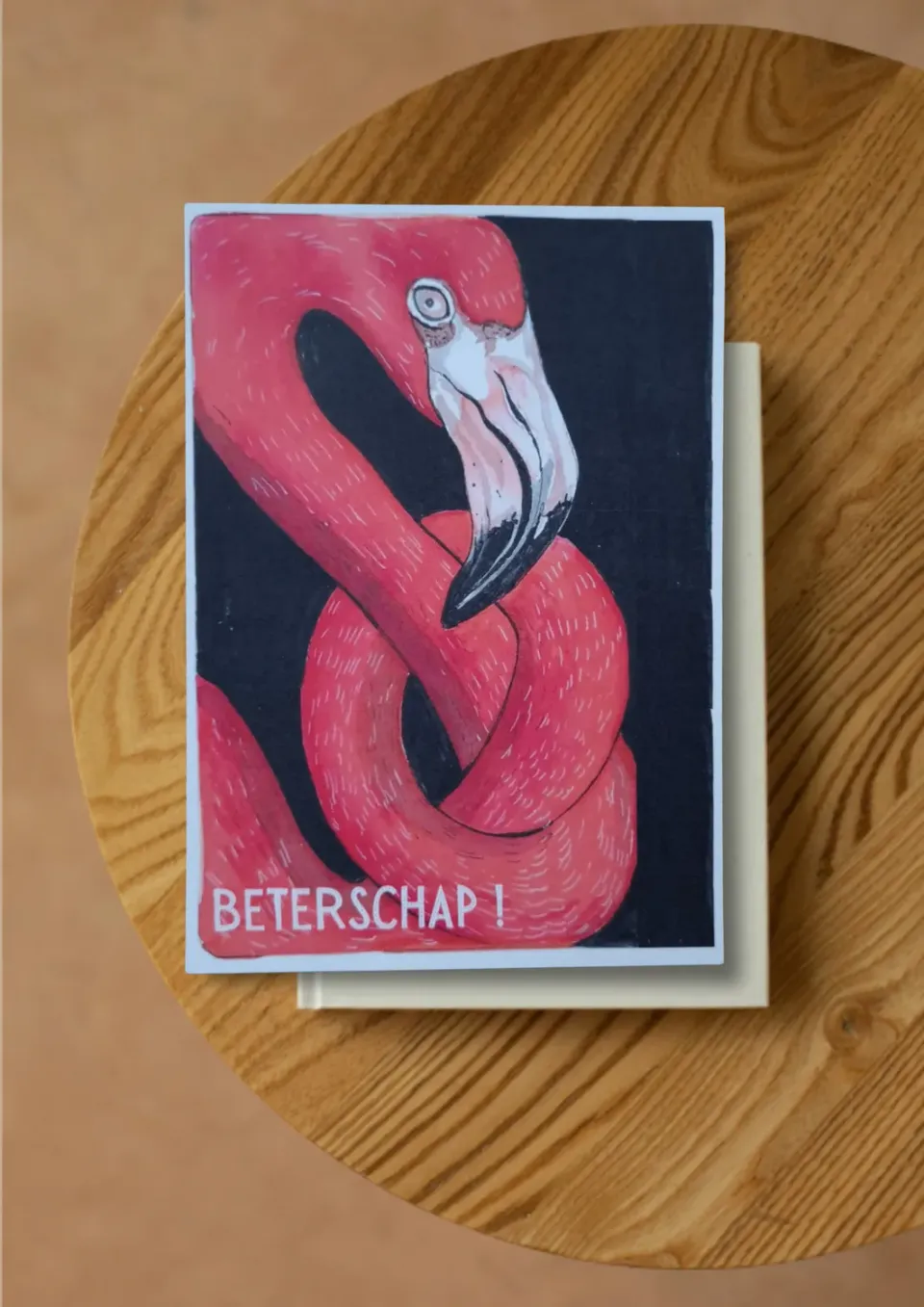 Blad & Beeld Flamingo beterschapskaart vrolijk per stuk