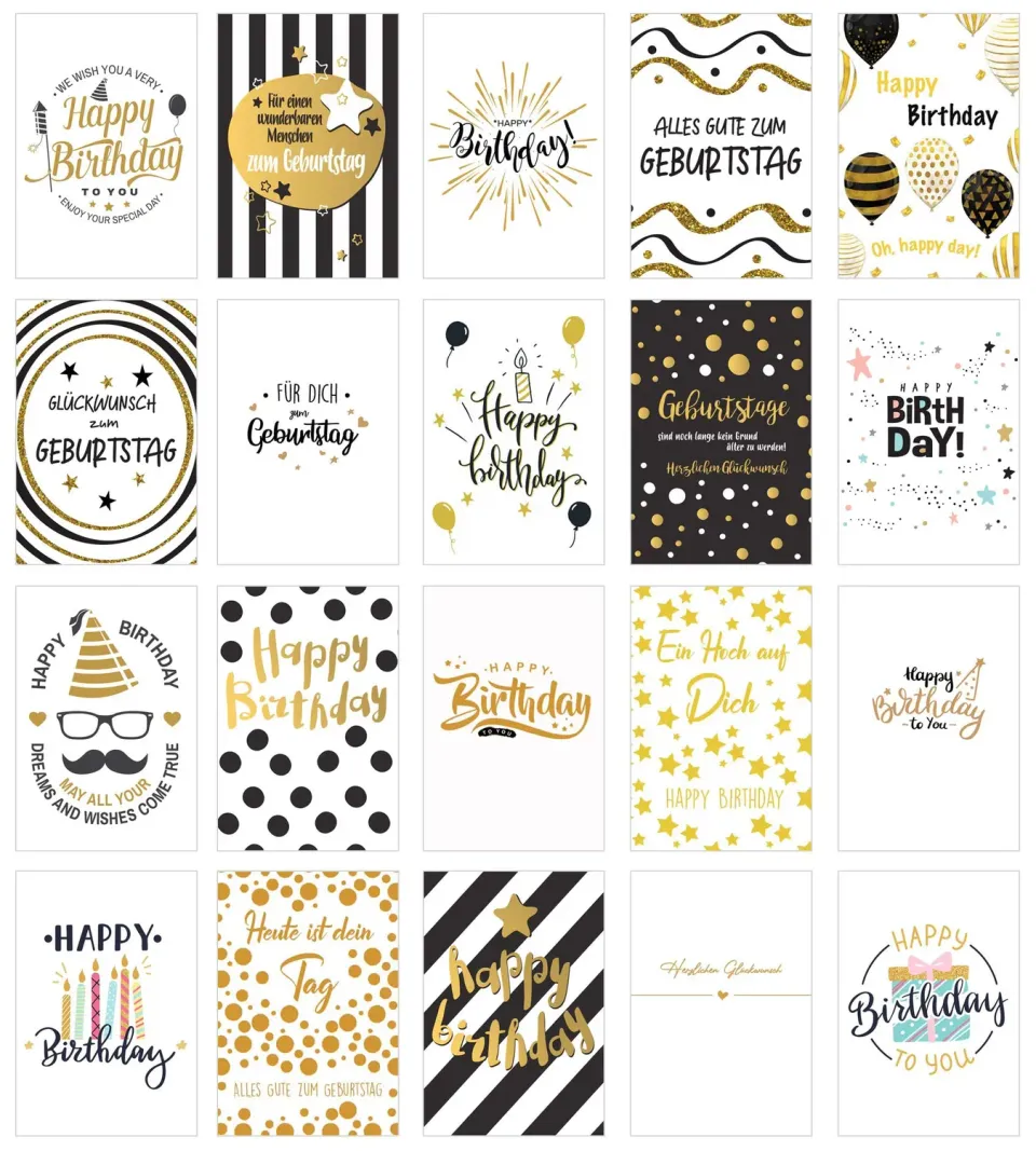 Edition Seidel 20808 verjaardagskaarten set van 20 met envelop