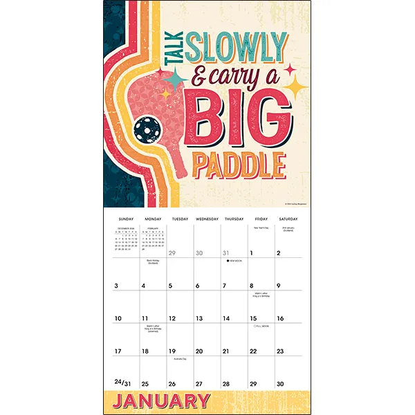 Sellers Publishing Pickleball 2027 wandkalender kleurrijk