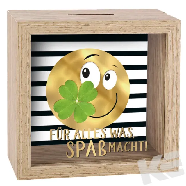 Kurt Eulzer Smiley 01-0305 spaarpot hout 11x11 cm