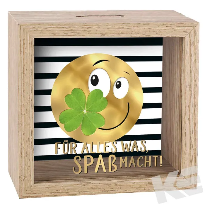 Kurt Eulzer Smiley 01-0305 spaarpot hout 11x11 cm