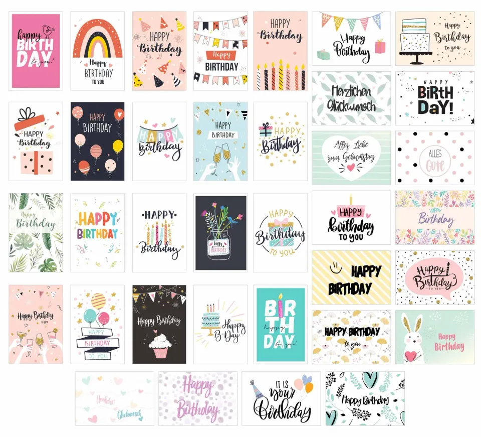Edition Seidel SW02 21222 verjaardagskaarten set 36 postkaarten