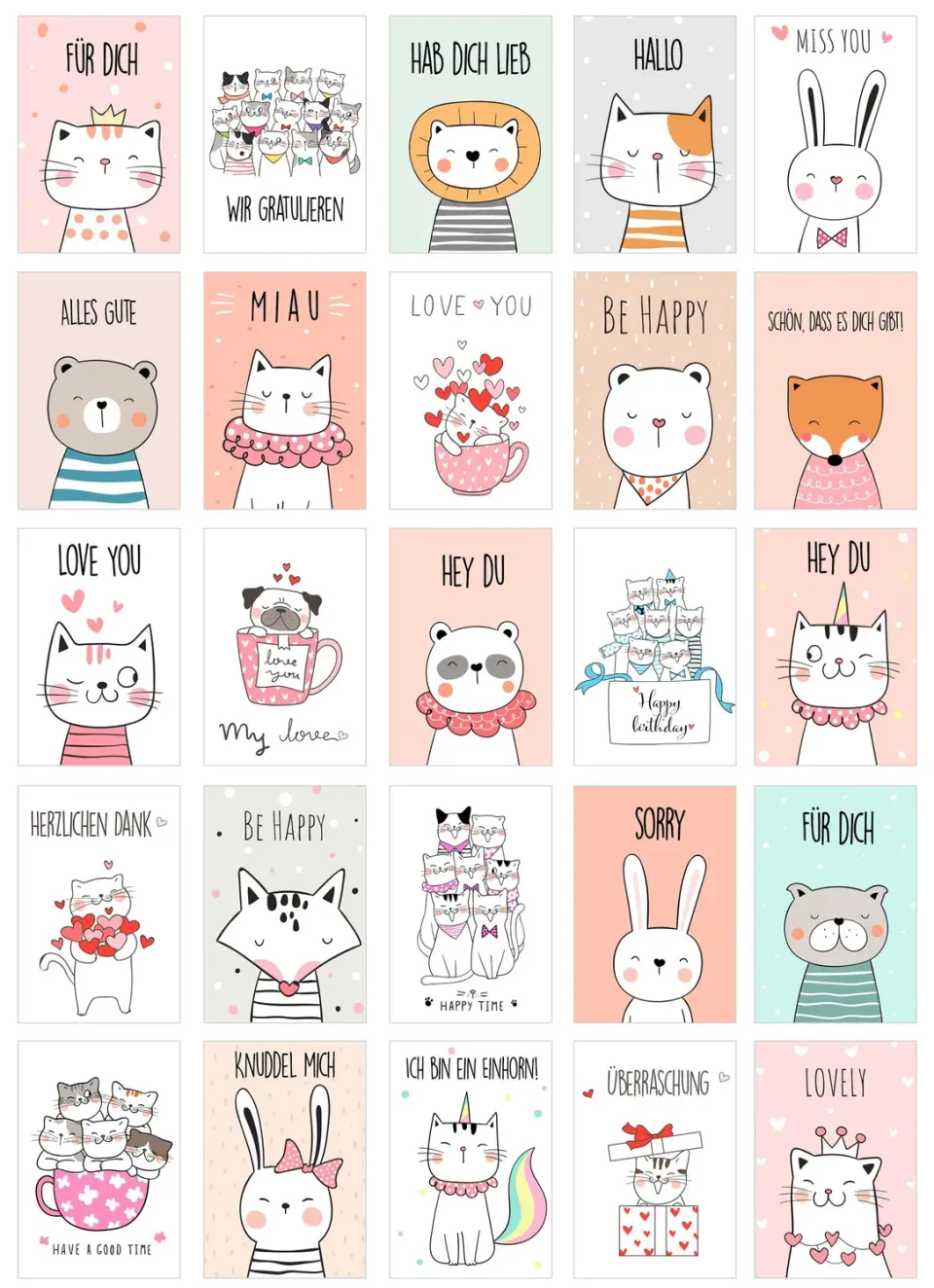 Edition Seidel 20557 postkaarten 25 stuks dieren met spreuk