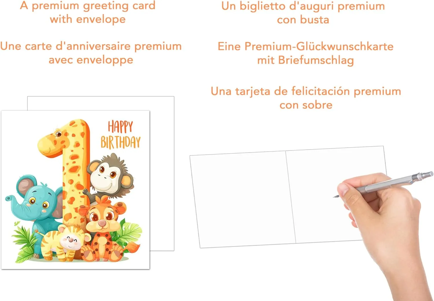 Edition Seidel GQ193 verjaardagskaart 1 jaar vierkant met envelop