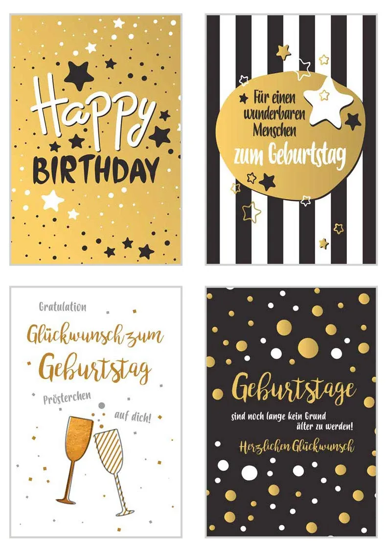 Edition Seidel 20818 verjaardagskaarten set 12 stuks goud