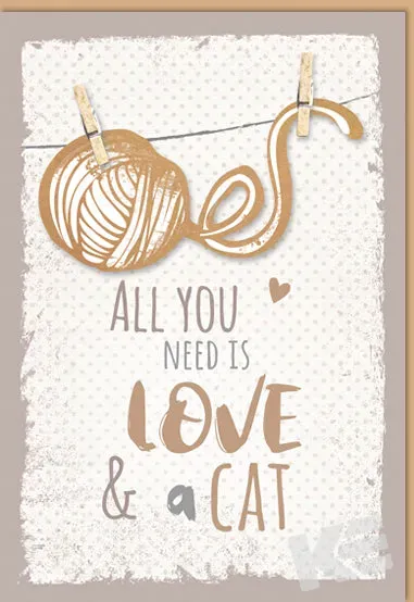 Kurt Eulzer 41-1312 wenskaart Love Cat met wol