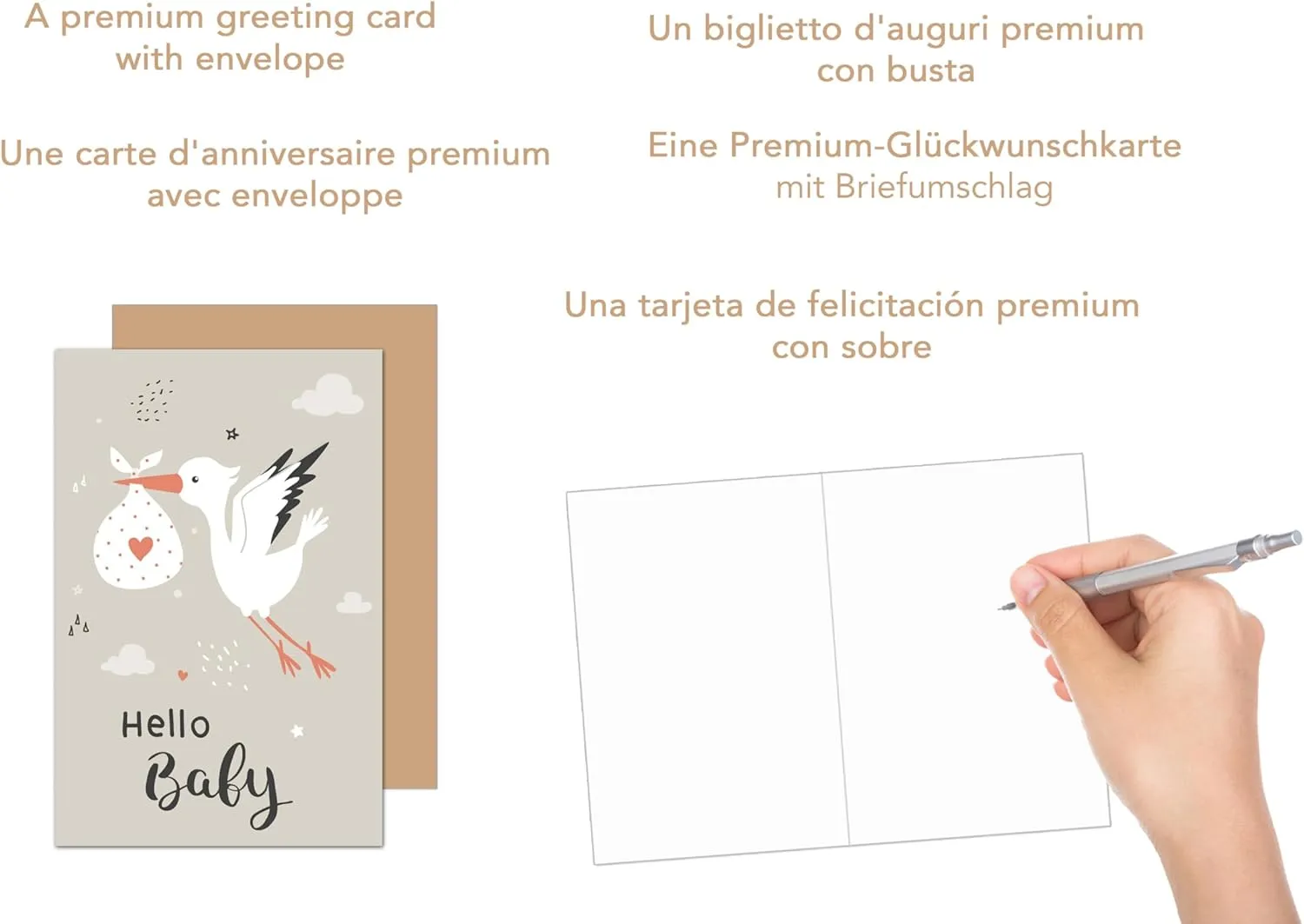Edition Seidel Premium E262 geboortekaart ooievaar met envelop
