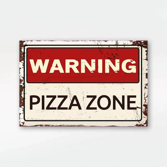 Gozi Pizza Zone metalen bord 30x20cm vintage