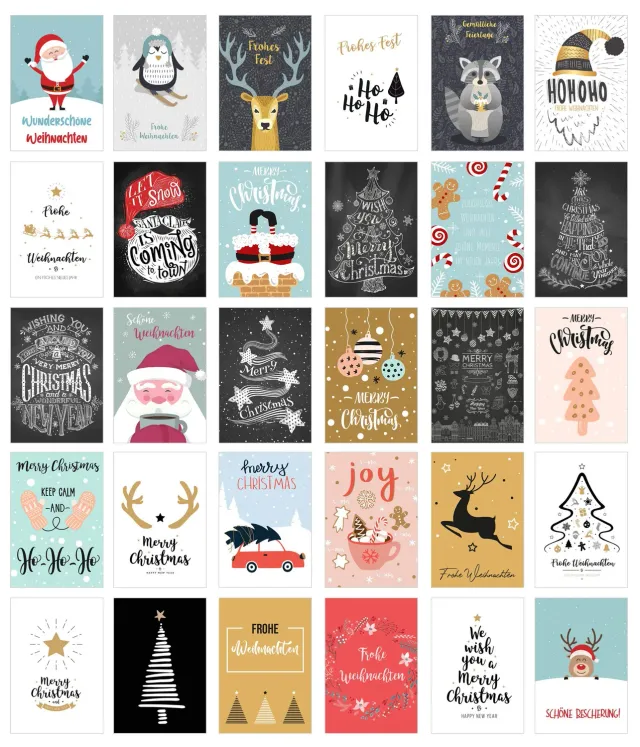Edition Seidel 20806 kerstkaarten postkaarten set 30 vintage