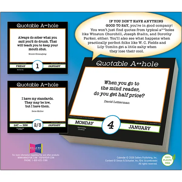 Sellers Publishing Quotable A**hole dagkalender 2027 humor