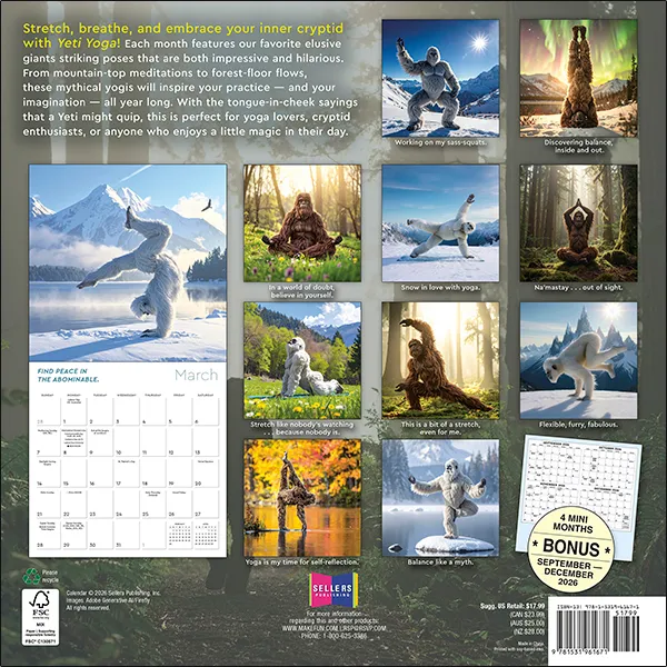 Sellers Publishing Yeti Yoga 2027 wandkalender humor