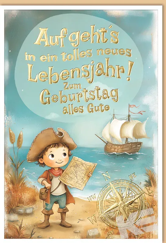 Kurt Eulzer 51-5073 piratenkaart schip per stuk goudfolie
