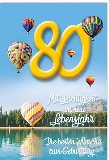 Kurt Eulzer 52-4680 wenskaart 80 jaar flip 3D ballon