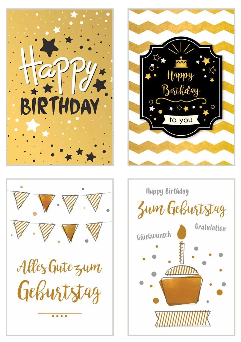 Edition Seidel verjaardagskaarten 20 stuks met envelop goud