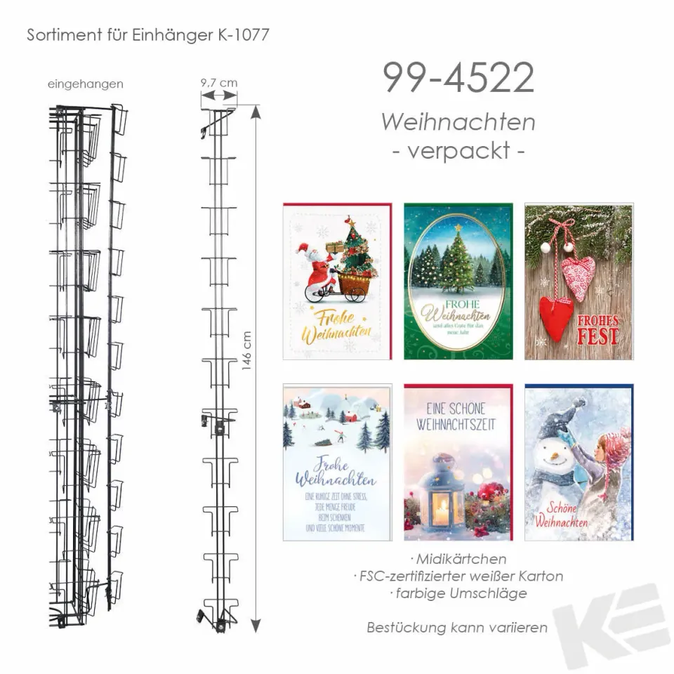 Kurt Eulzer Frohes Fest 99-4522 kerstkaart midi 11 motieven