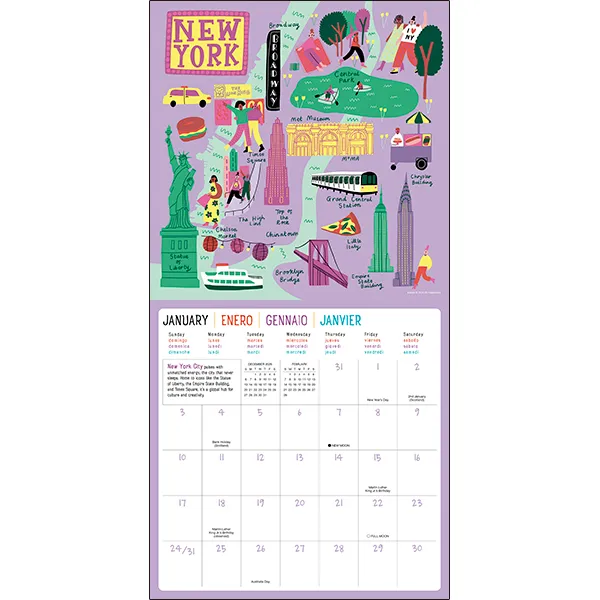 Sellers Publishing Drawn to Travel 2027 wandkalender steden