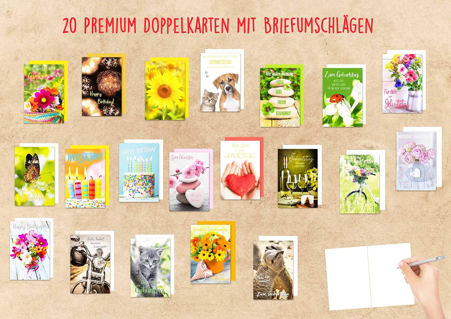 Edition Seidel SW02 verjaardagskaarten met envelop 20 stuks