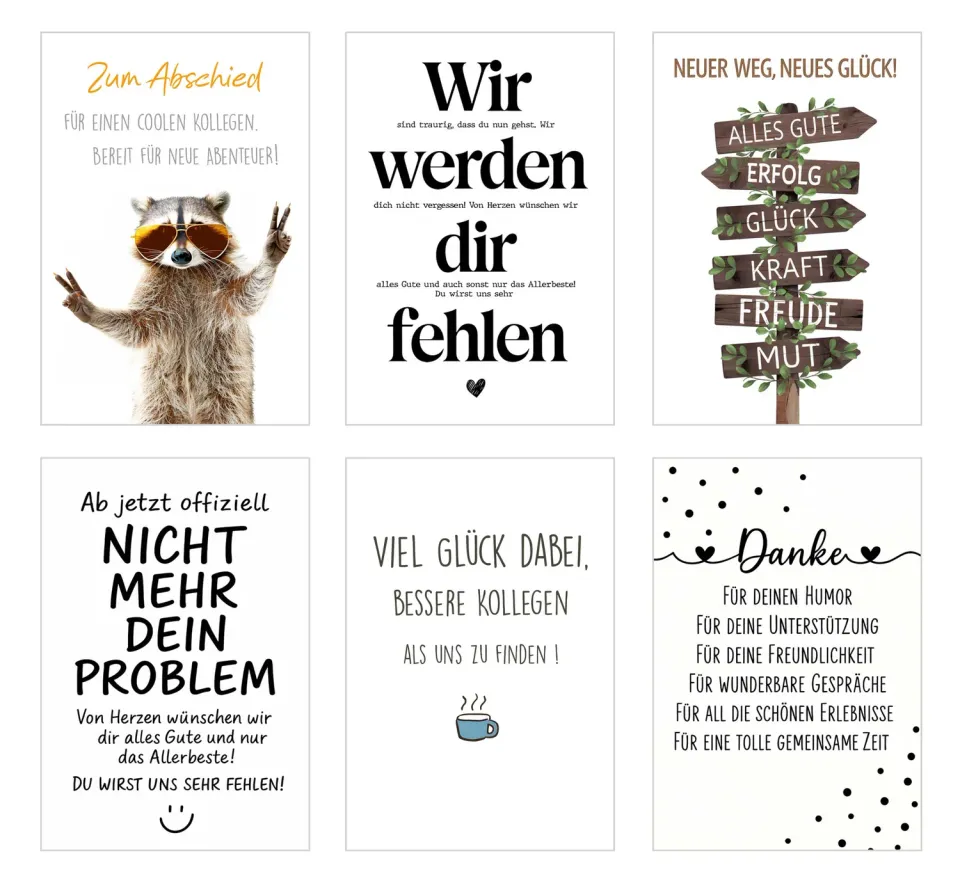 Edition Seidel 35742 afscheid wenskaarten set van 6 met envelop