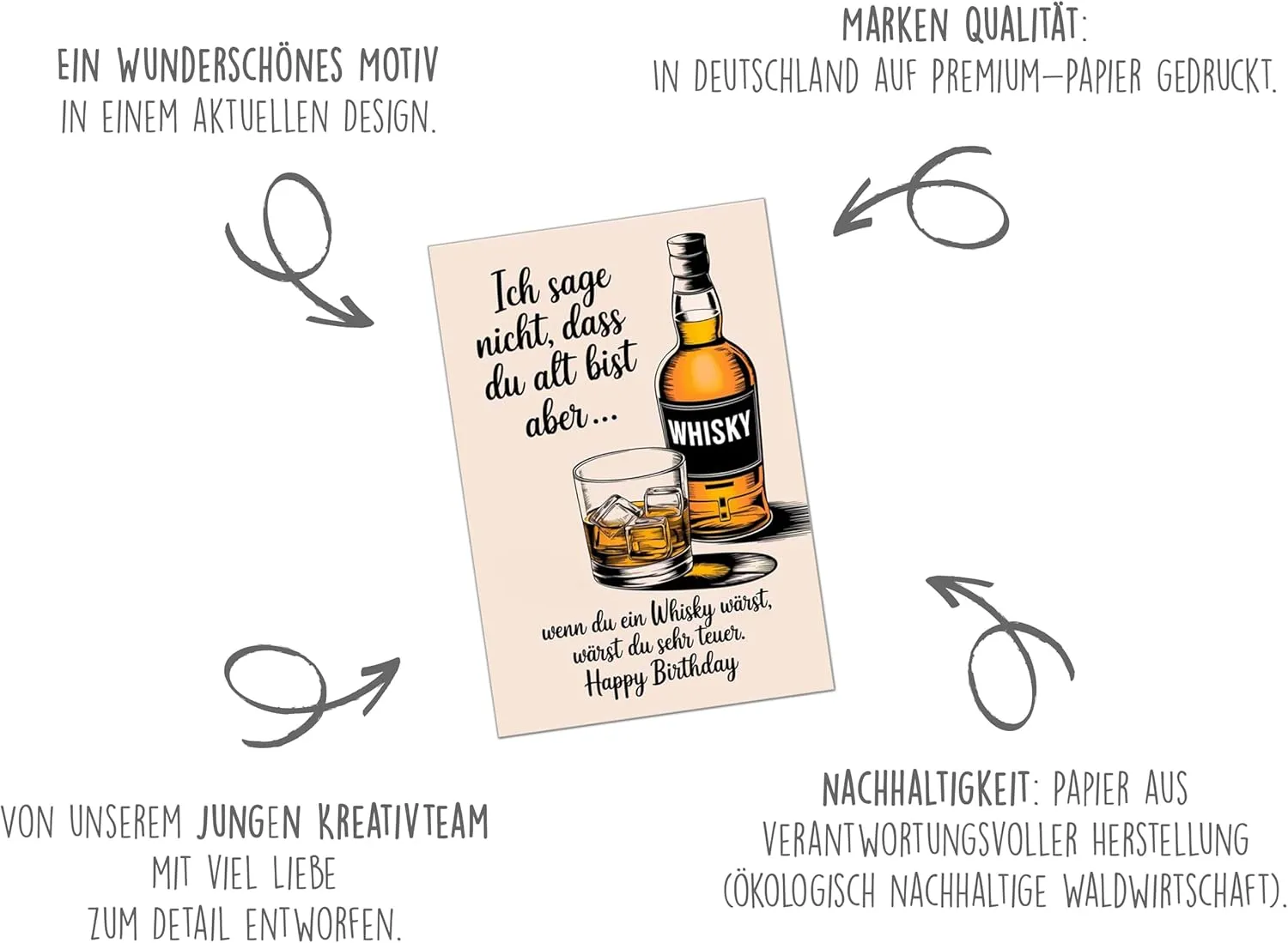 Edition Seidel G3622 verjaardagskaart whisky grappig met envelop