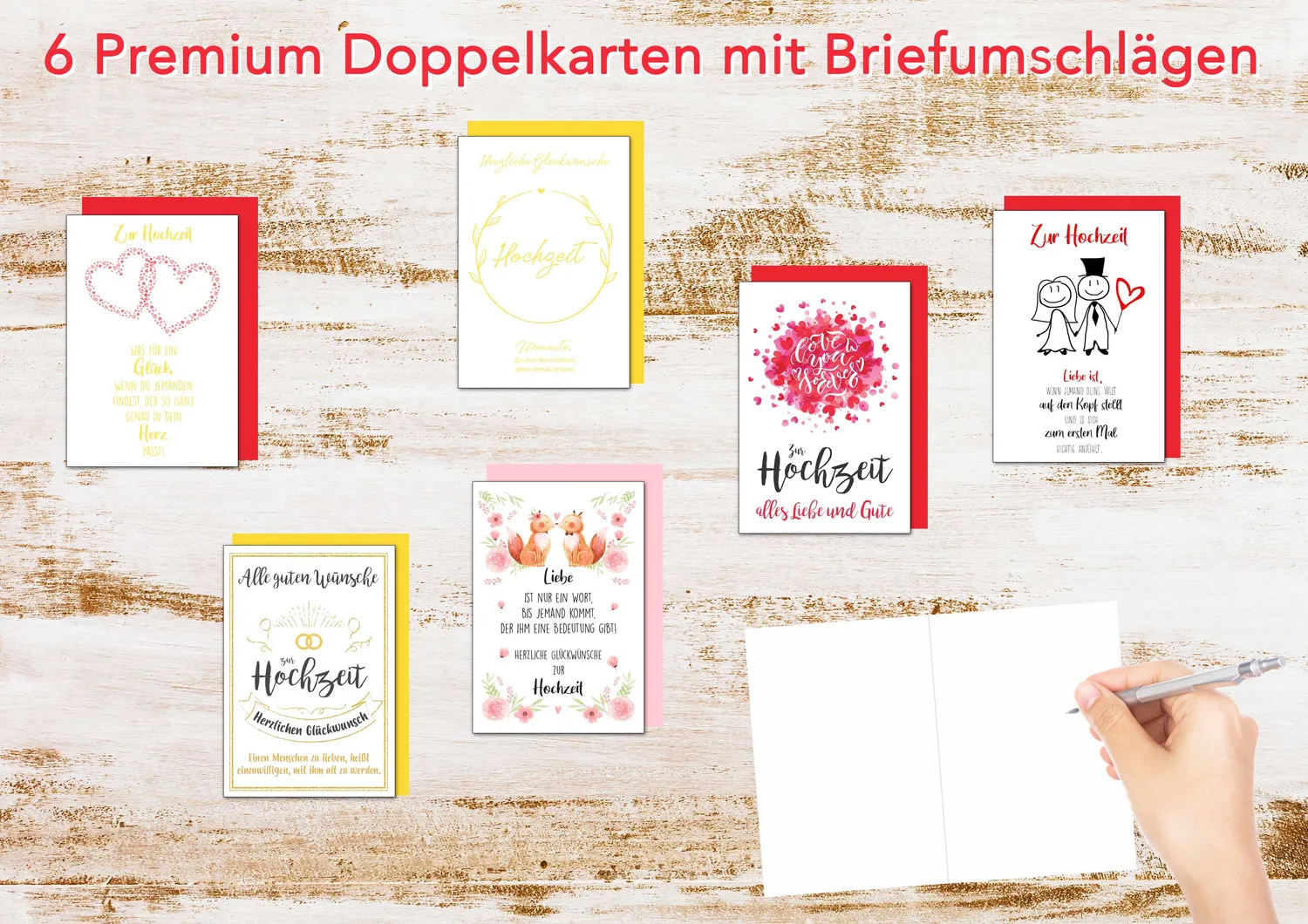 Edition Seidel Premium 20312 trouwkaarten set 6 met envelop