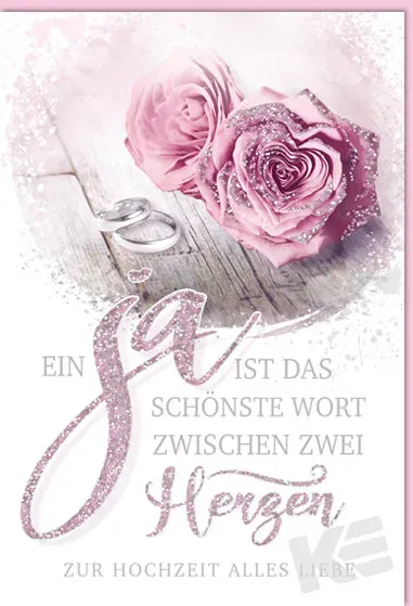 Kurt Eulzer 91-1086 trouwkaart per stuk rozen met glitter
