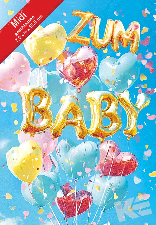 Kurt Eulzer 45-3123 babykaart midi 1 stuk ballonnen