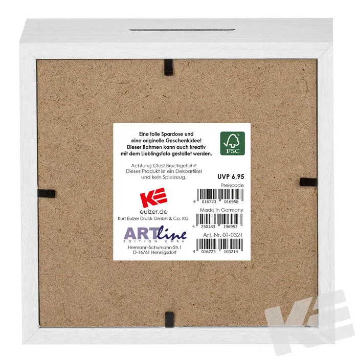 Kurt Eulzer 01-0321 spaarpot hout wit 11x11 cm harten