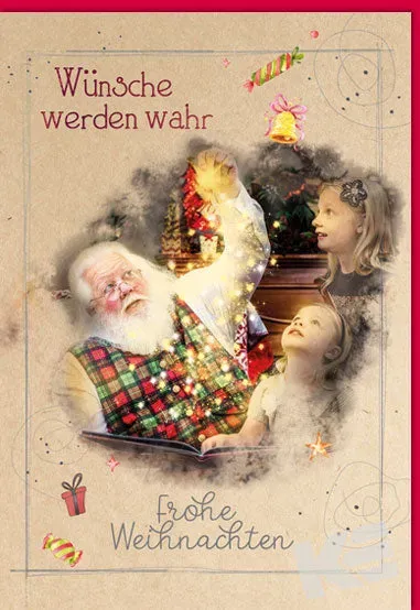 Kurt Eulzer 22-1080 kerstkaart kerstman kinderen reliëf