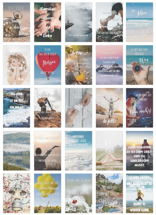 Edition Seidel Leben Momente postkaarten set 25 spreuk