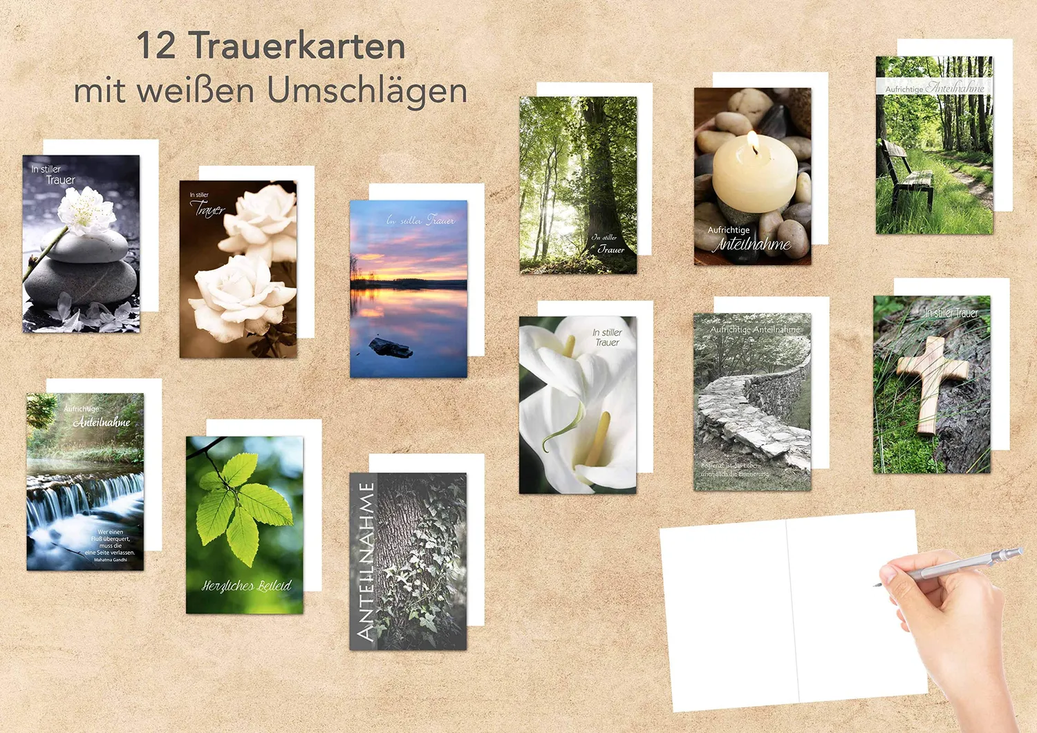 Edition Seidel rouwkaarten 20823 set 12 stuks met envelop