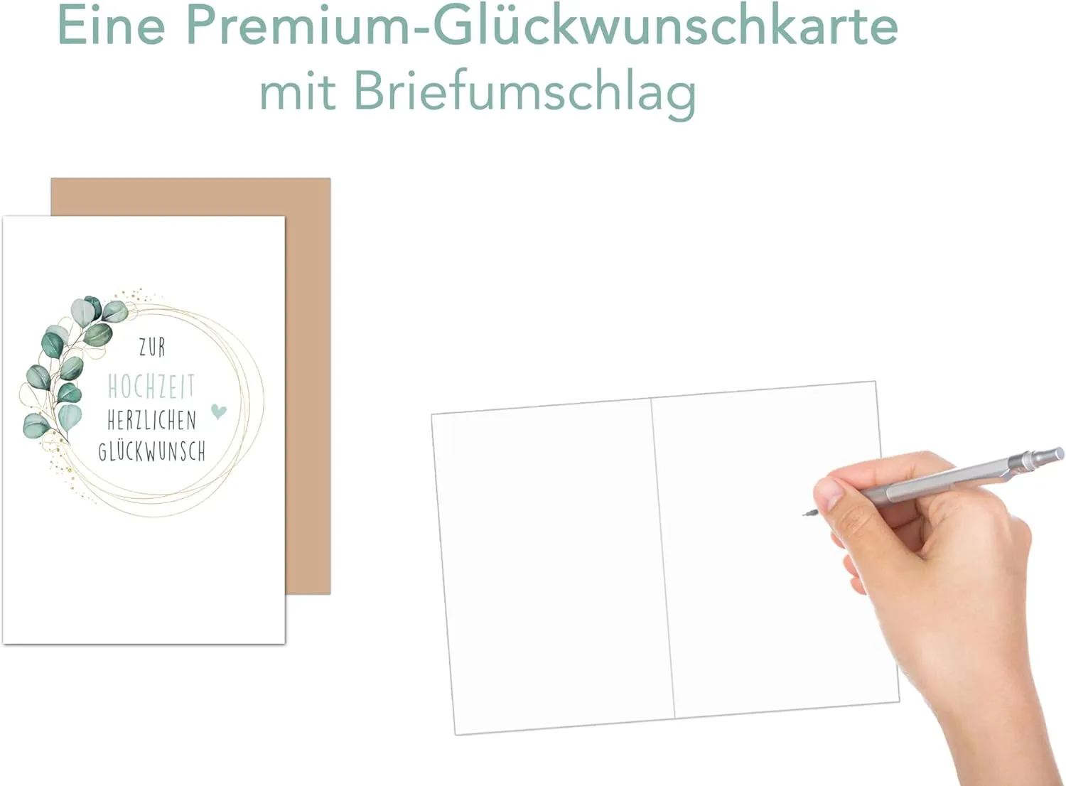Edition Seidel Premium trouwkaart H476 eucalyptus kraft